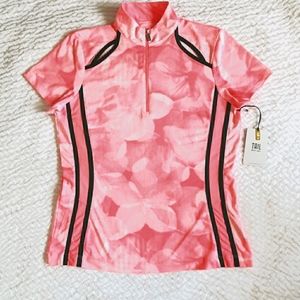 TAIL Short Sleeve Floral Mock Neck Golf Polo